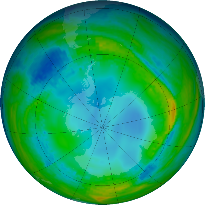 Antarctic ozone map for 25 July 2004